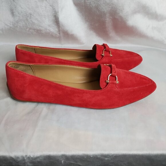 NWOT Talbot's Driving Moccasins Red Suede Sz 8M. - Picture 4 of 6